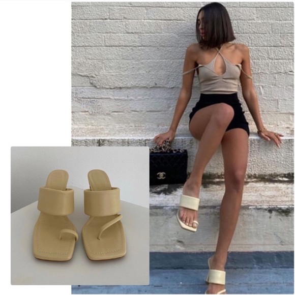 NWT ZARA Heeled Leather Sandals W. Padded Strap 40 - Picture 5 of 11